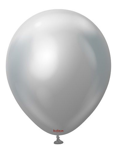 12 Inch Kalisan Mirror Chrome Silver Latex Balloons