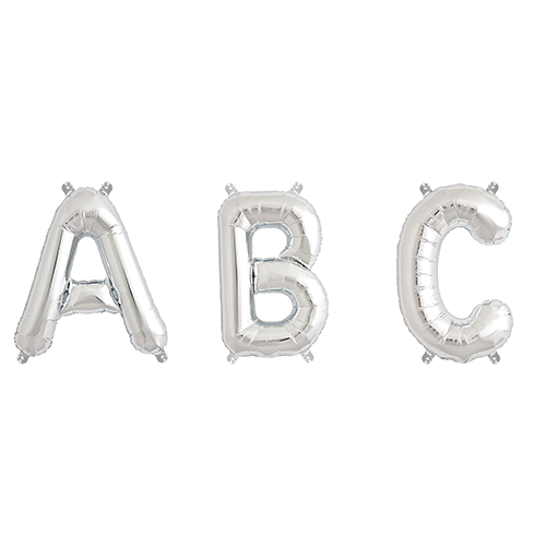 16 inch Silver Foil Mylar Number, Letter & Symbol Balloons